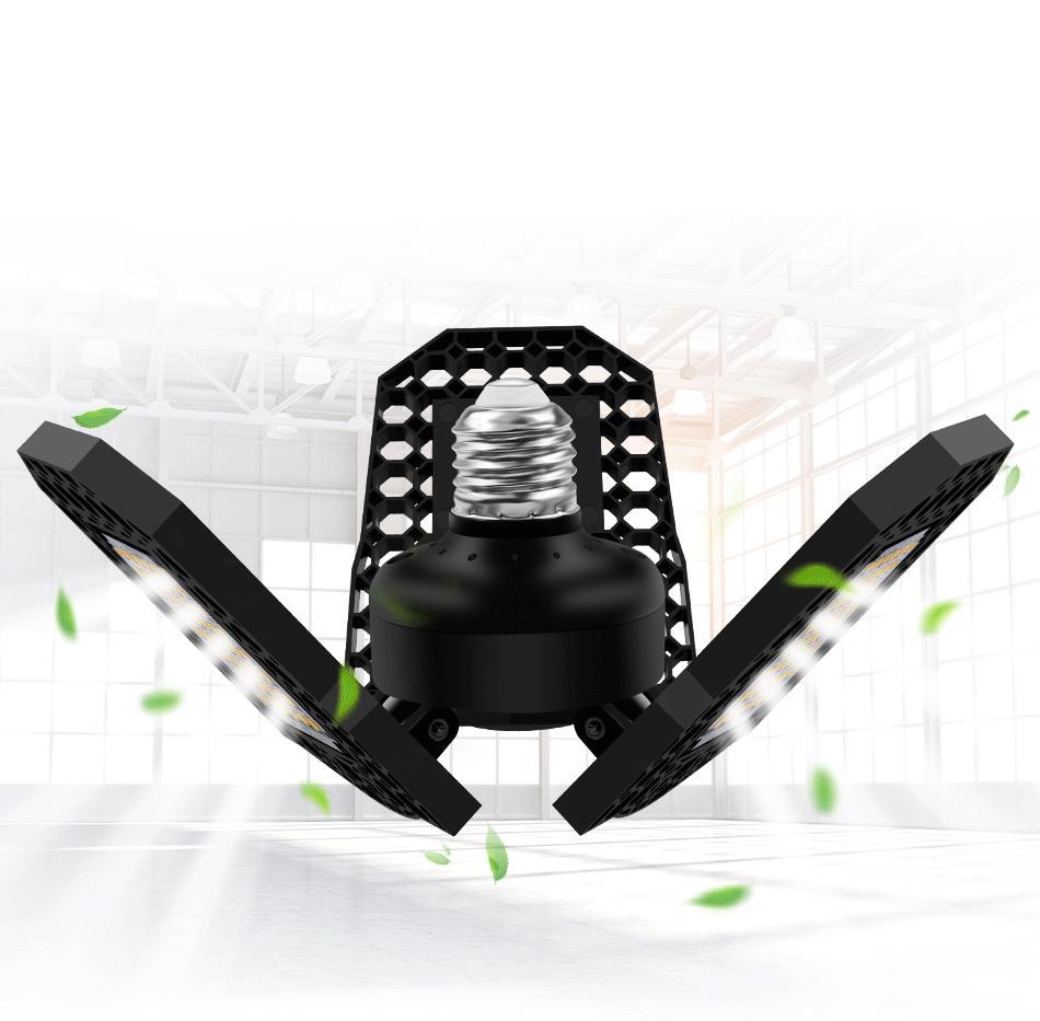 LED garage light 40W60W80W with folding three leaf design and high luminous flux, ideal for factory, warehouse, pet gadgets, and fitness gadgets.