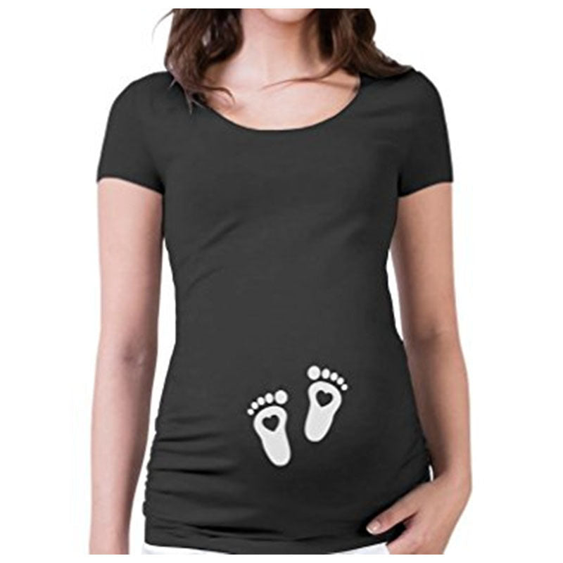 Women T-Shirts Slim Maternity Funny Letter Tops O-Neck Pregnancy Women