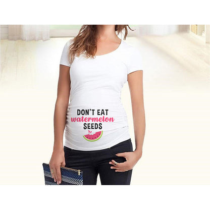 Women T-Shirts Slim Maternity Funny Letter Tops O-Neck Pregnancy Women